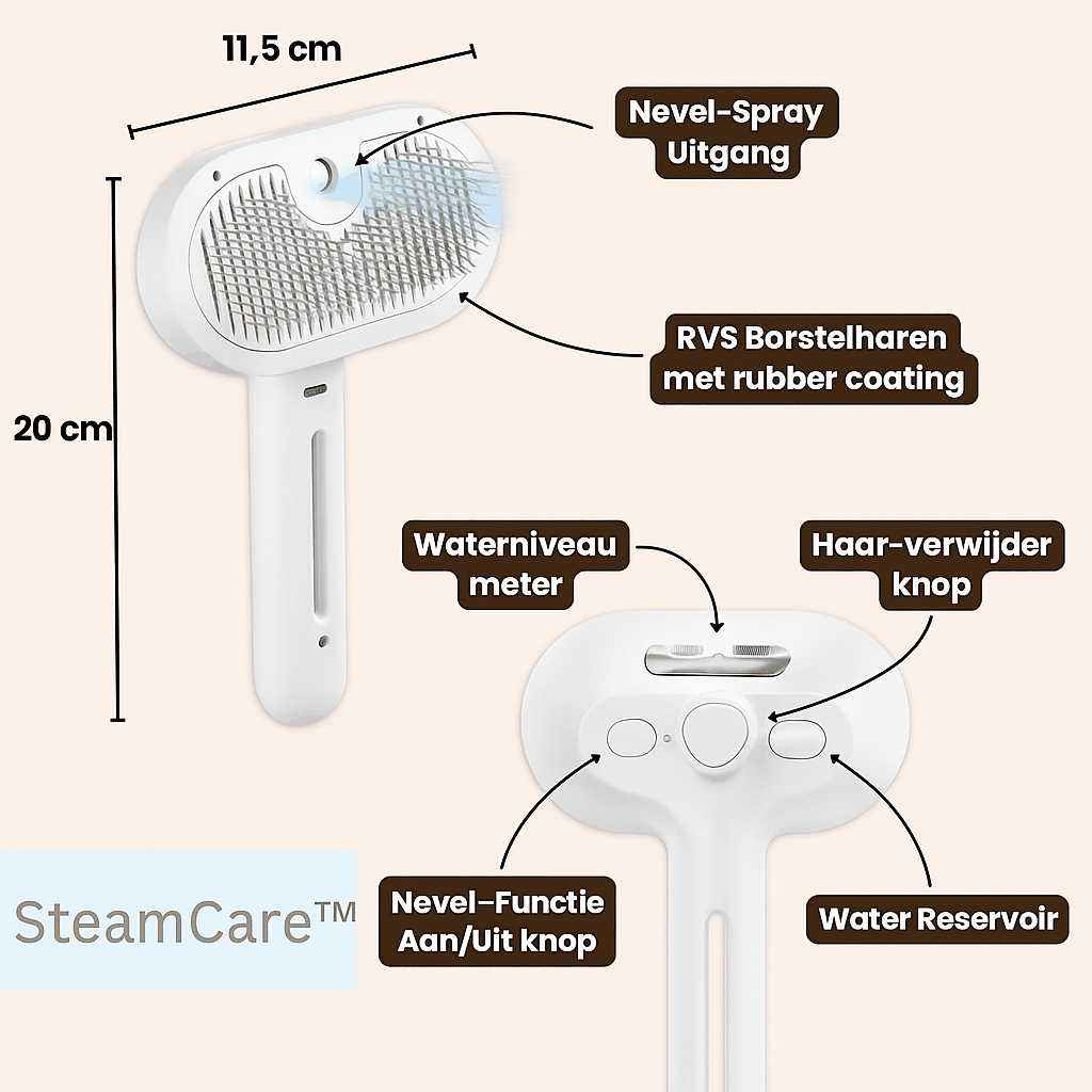 SteamCare™ | Professionele Stoomborstel voor Huisdieren 🐾