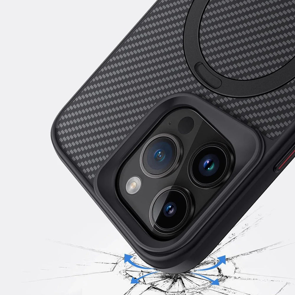 📱 Luxe Carbon Telefoonhoesje met MagSafe Ringhouder