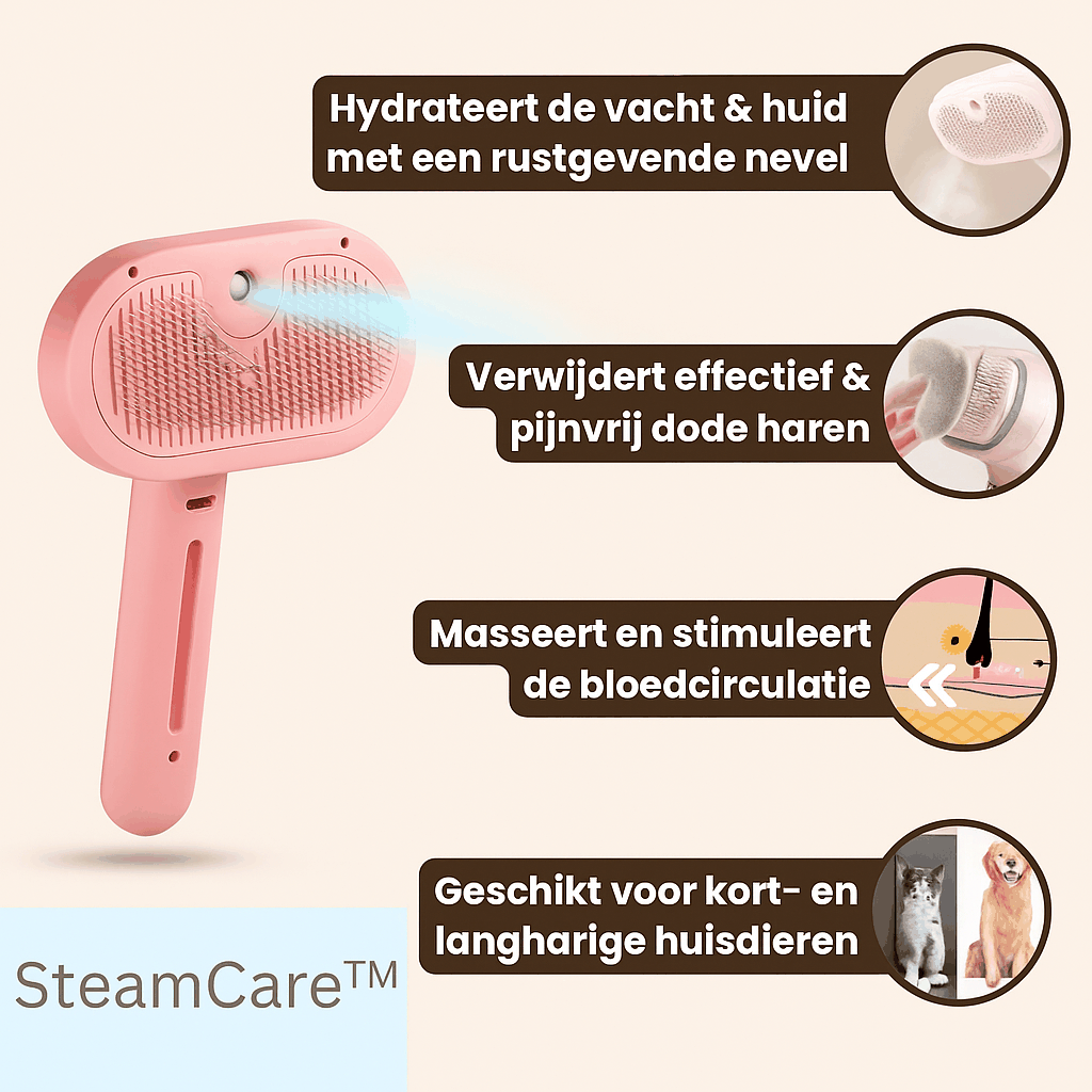  SteamCare™ | Professionele Stoomborstel voor Huisdieren 🐾